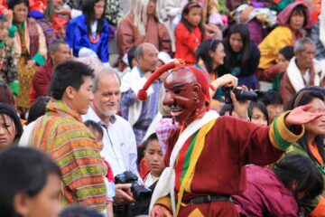 Begegnung beim Timphu Festival in Bhutan