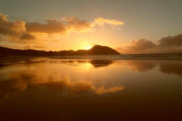 Sonnenuntergang am Wharariki Beach