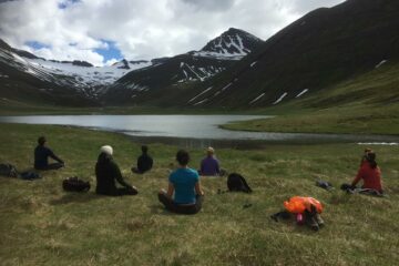 Gruppe beim Yoga in der Natur
