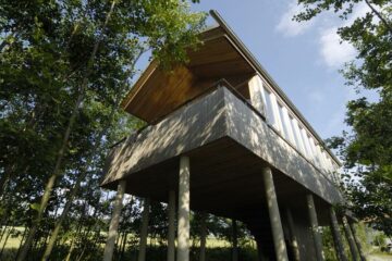 Seitenansicht Baumhaus auf Stelzen