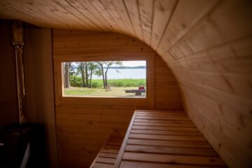 Foto aus Sauna nach Draußen auf den See