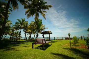 Liege im Garten am Meer