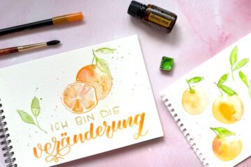 'Ich bin die Veränderung', gemalt mit Wasserfarben auf einem Malblock und Pinseln.